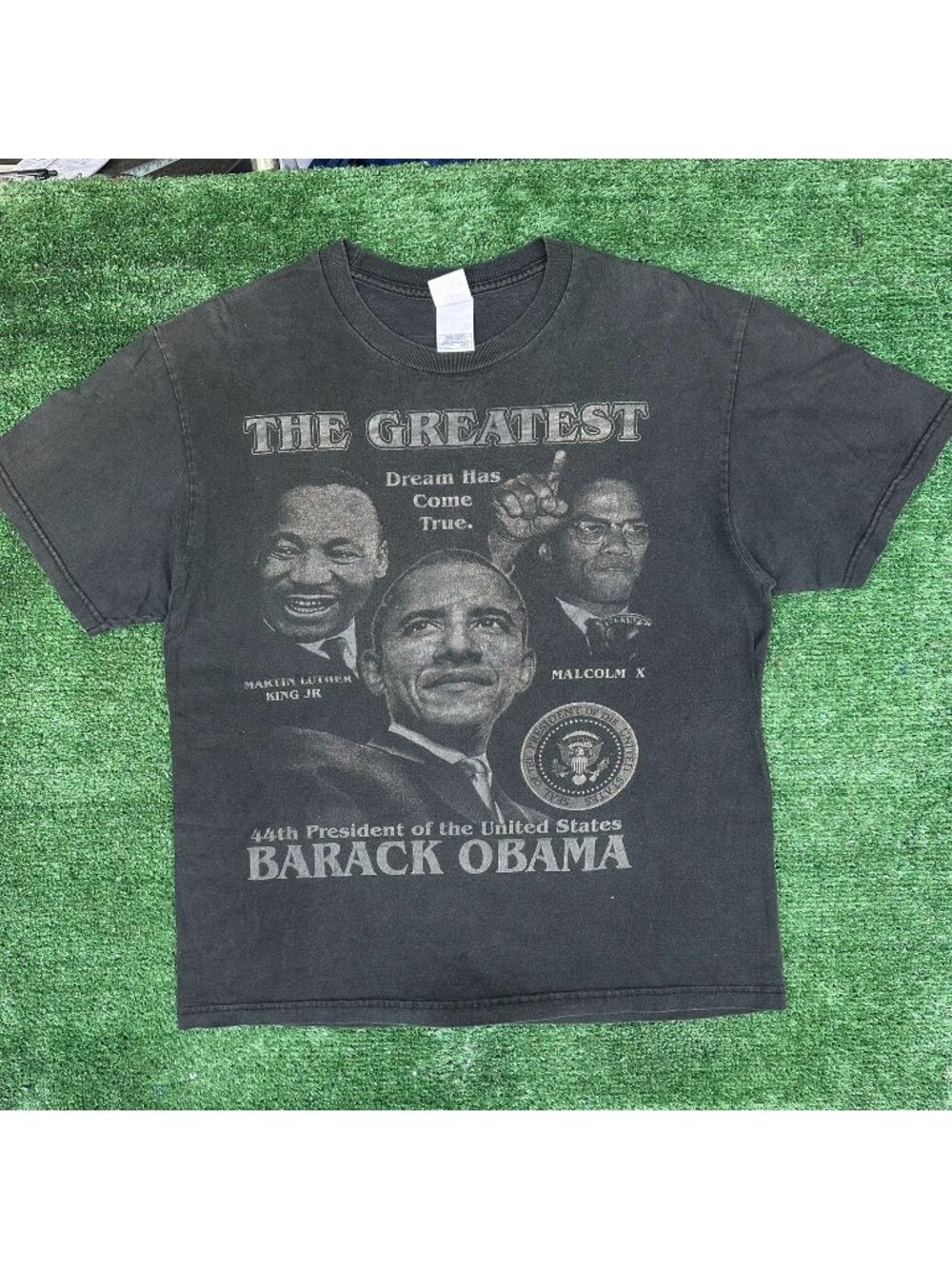 Vintage Y2K Barack Obama Malcom X MLK Jr T-Shirt Black L Civil Rights Grunge